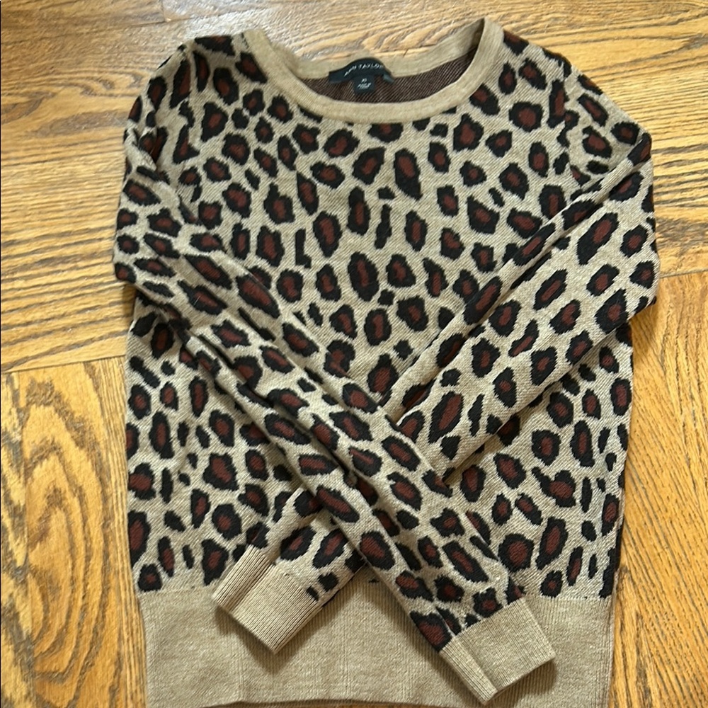 Ann Taylor Leopard Print Sweater - Brown and Black